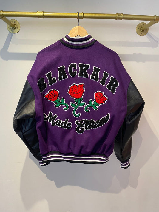 Black Air Triple Rose Letterman Jacket